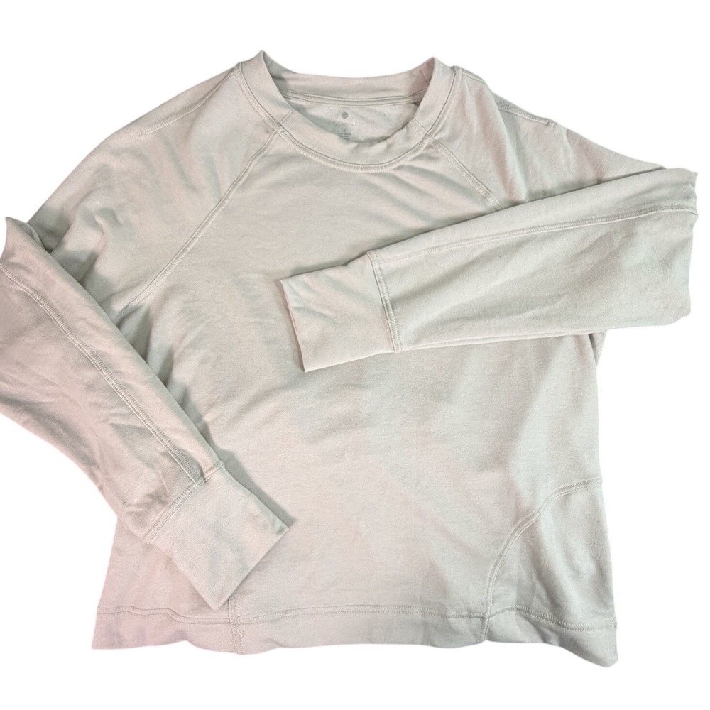 APANA Yoga Light Tan Pullover Sweatshirt Crewneck Raglan Sleeve Women's Large‎
